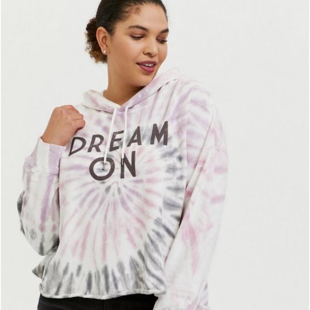 Torrid Dream On Multi Tie Dye Crop Hoodie